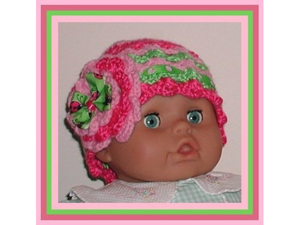 hot pink and lime hat for baby girls