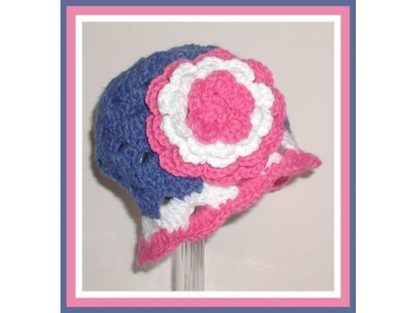 blue pink white flower hat for baby girls
