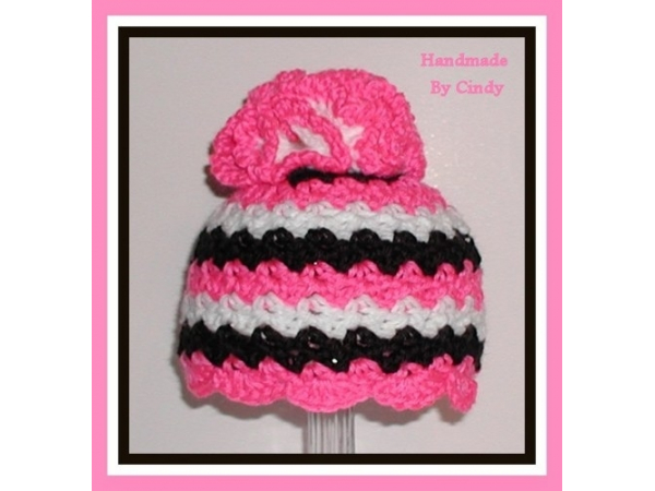 Black And Hot Pink Hat For Baby Girls