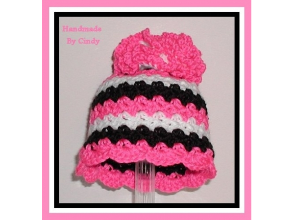 Hot Pink White Black Baby Hat