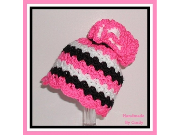 Hot Pink Black White Baby Girls Hat