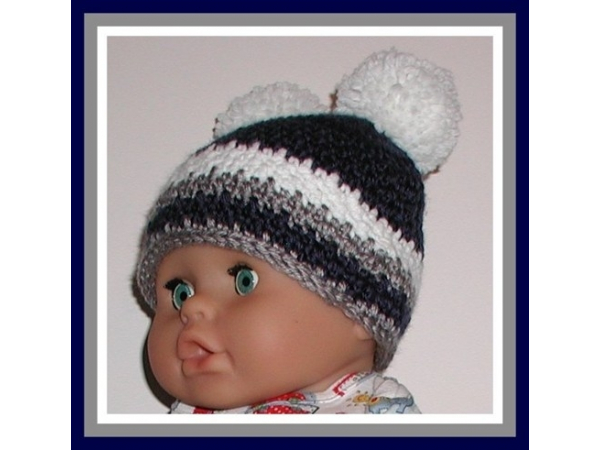 navy and gray baby boy hat