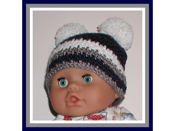 navy blue with gray and white stripes hat for baby boys