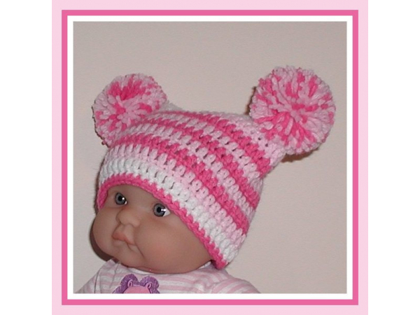 pink pom pom hat for baby girl