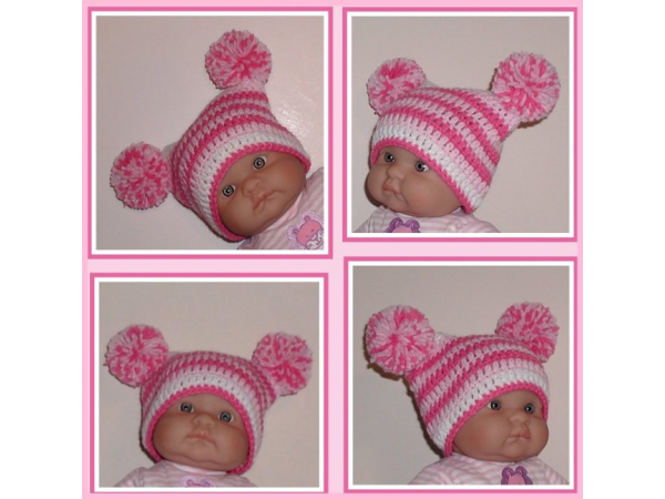 many shades of pink newborn girls hat