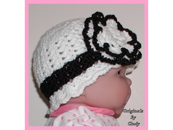 black and white baby girl hat