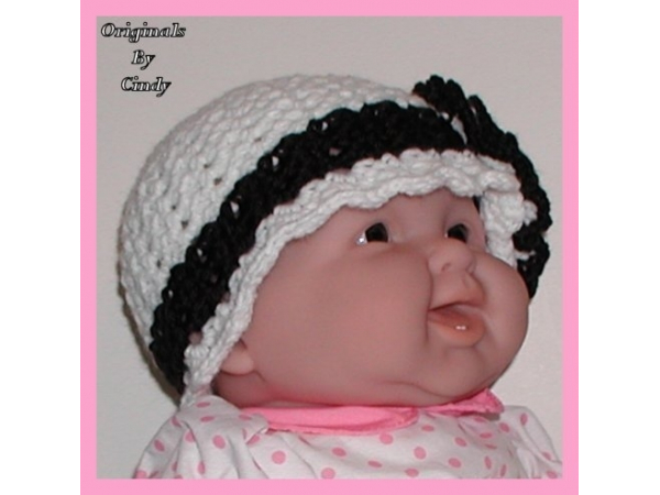 black and white toddler girl hat with flower