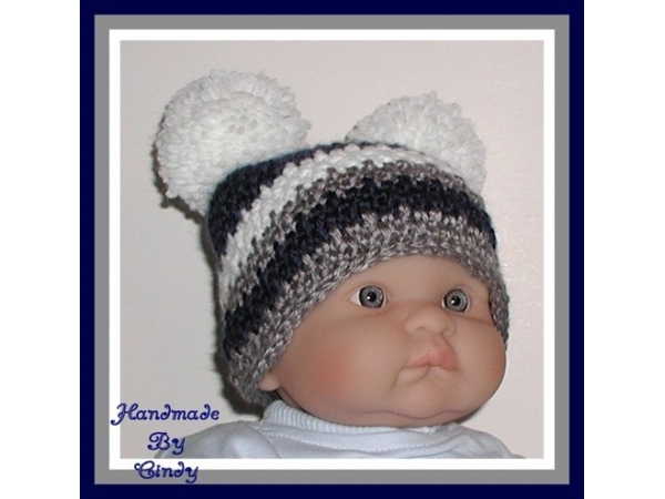 navy blue and white baby boy hat