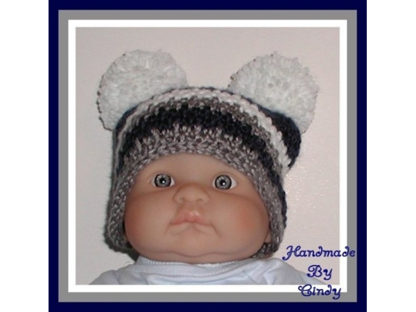 blue and gray baby boy hat