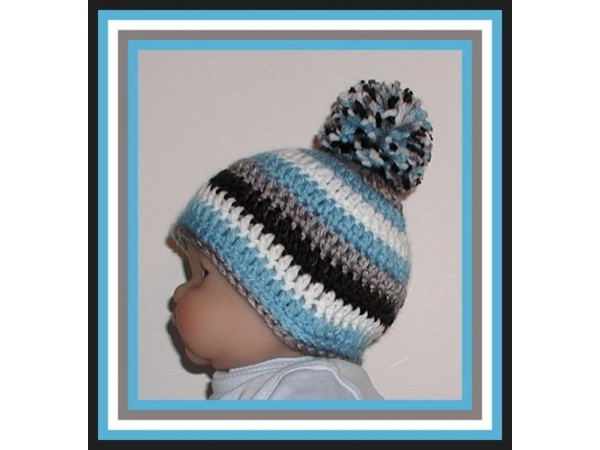 blue and gray stripes hat for baby boys