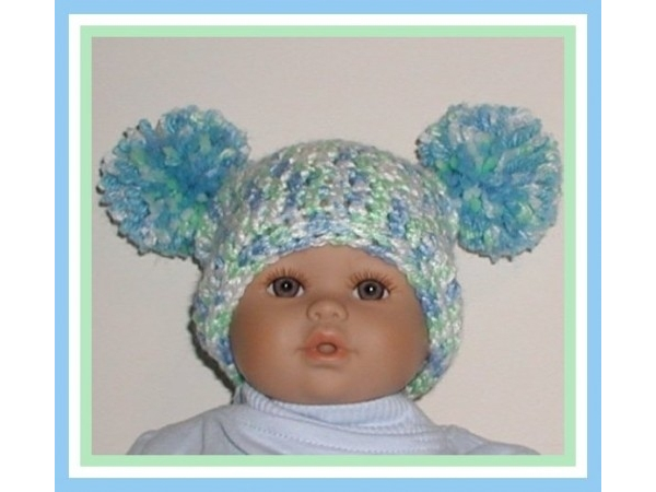 blue mint green white preemie hat