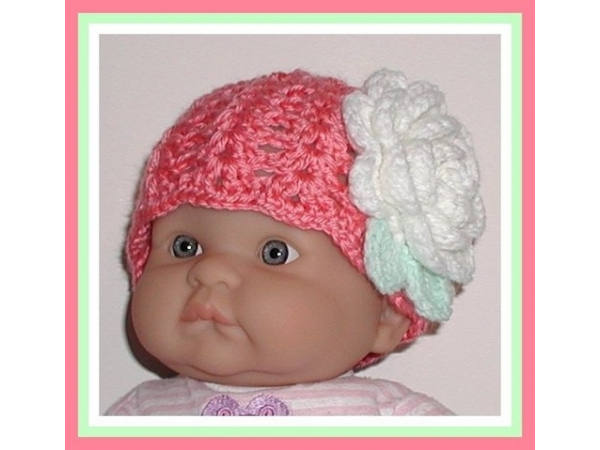 coral pink baby girls hat