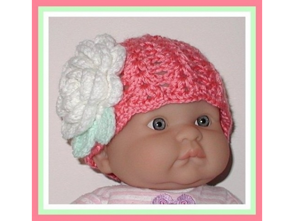 Coral newborn girl hat