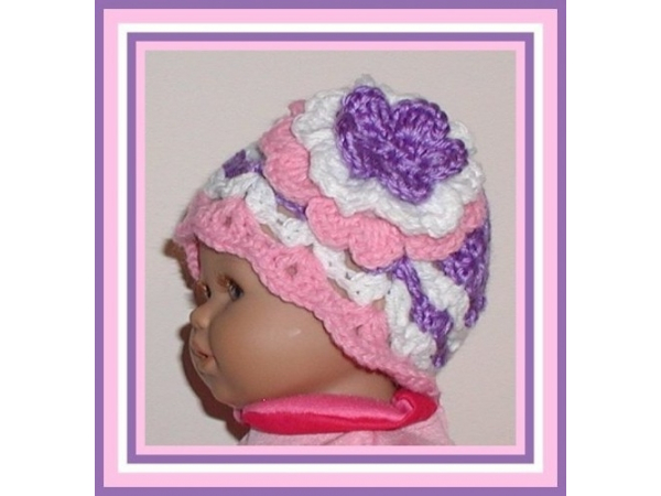 pink white purple preemie hat