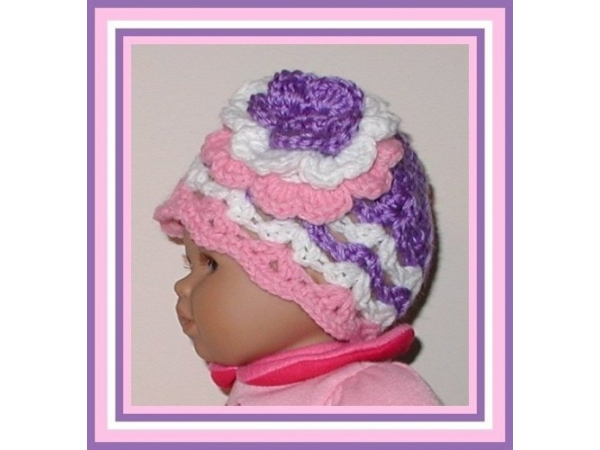 Light purple and pink preemie hat