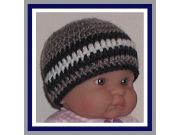 Blue gray white baby boys beanie