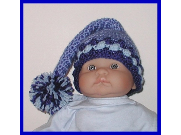 blue baby hat with long tail