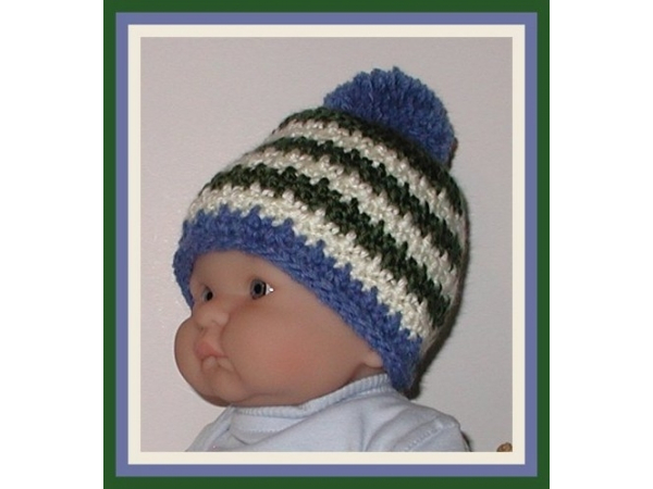 Hunter green and blue baby boy beanie