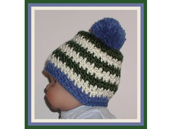 Blue green cream baby boy hat