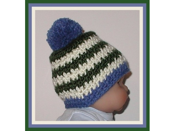 Hunter green and cream baby boys hat
