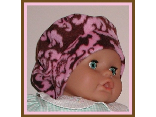 pink and brown baby girl hat