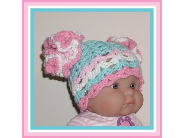 pink aqua and white hat for baby girls