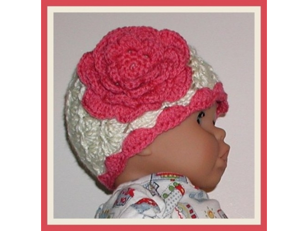 light cream and coral pink hat for baby girls