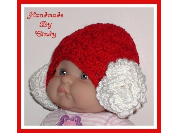 Red Christmas Hat For Baby Girls With White Snowballs