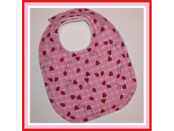 pink ladybugs baby girls bib