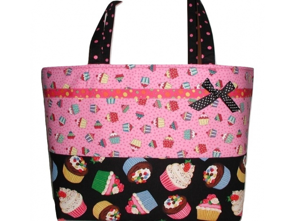 Extra Large Pink And Black Cupcakes Diaper Bag