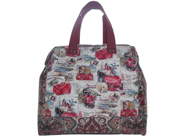 vintage train carpet bag