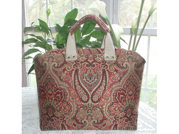 Burgundy carpet bag