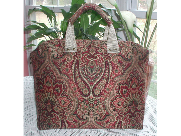 Burgundy gold carpet bag