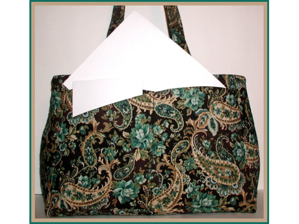 Brown And Turquoise Quilted Handbag Tote Bag