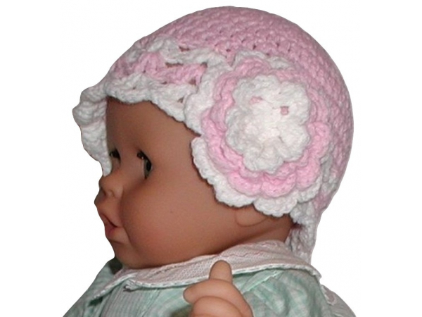 Light Pink And White Baby Girls Hat