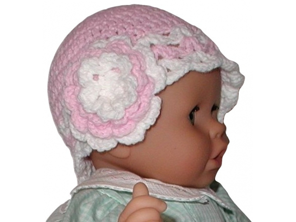 Pink Baby Girls Hat With A Flower