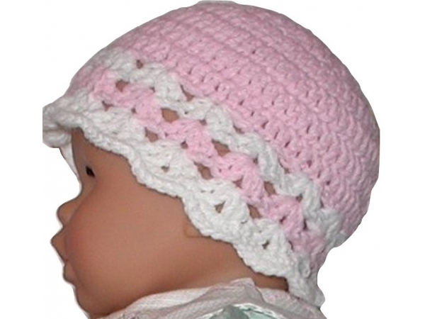 White Pink Baby Girl Hat