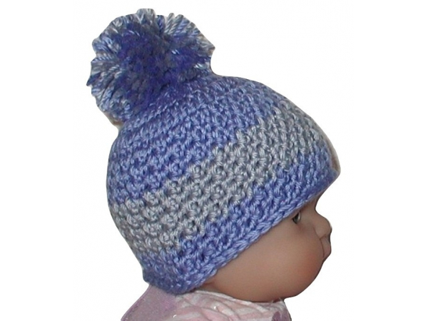 Country Blue And Gray Stripe Newborn Boys Hat Beanie