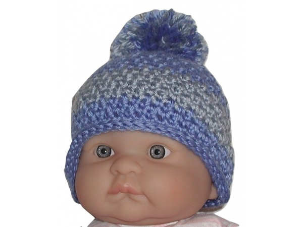 Gray And Blue Baby Boys Beanie Hat