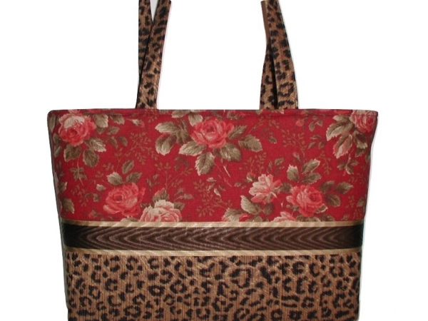 Large Burgundy Leopard Purse