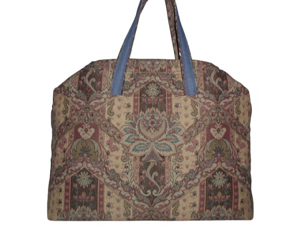 Muted Plum And Mauve Tapestry Extra Large Carpet Bag
