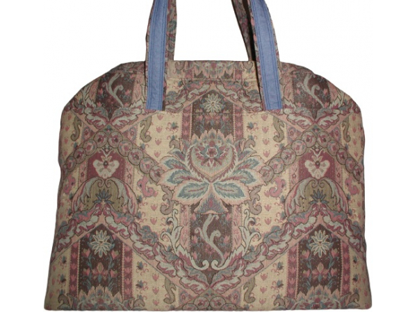 Mauve Country Blue Tapestry Carpet Bag
