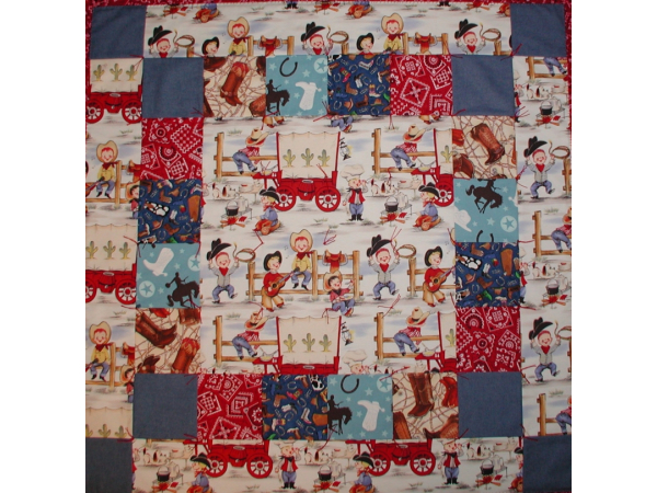 Handmade cowboys baby quilt for boys