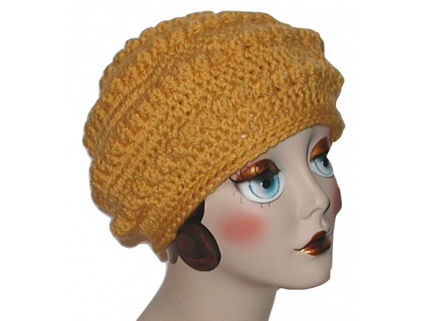 Gold Winter Beret Hat