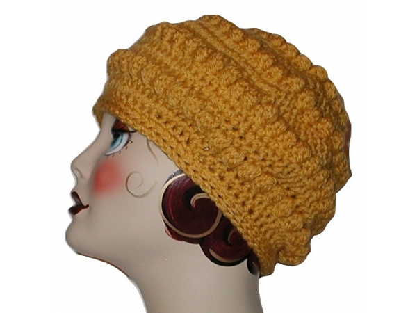 Large Gold Hat Winter Beret