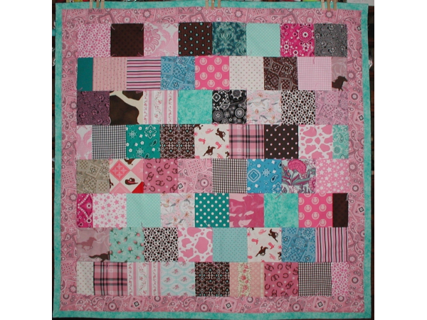 Pink And Turquoise Baby Girls Quilt
