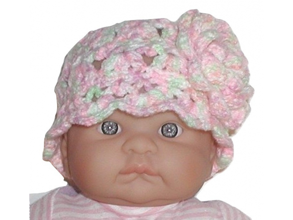 Lavender and pink newborn girl hat