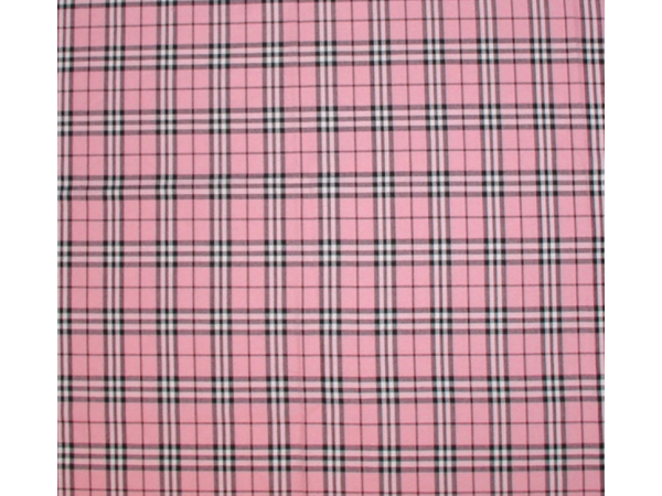Pink White Black Plaid Fabric