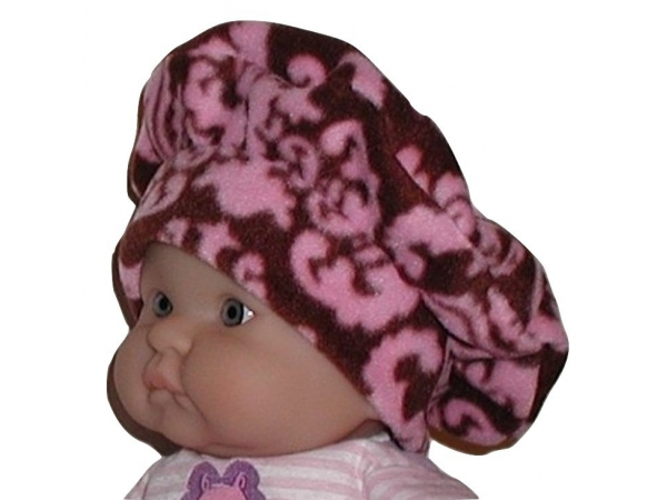 Newborn girl pink and brown hat