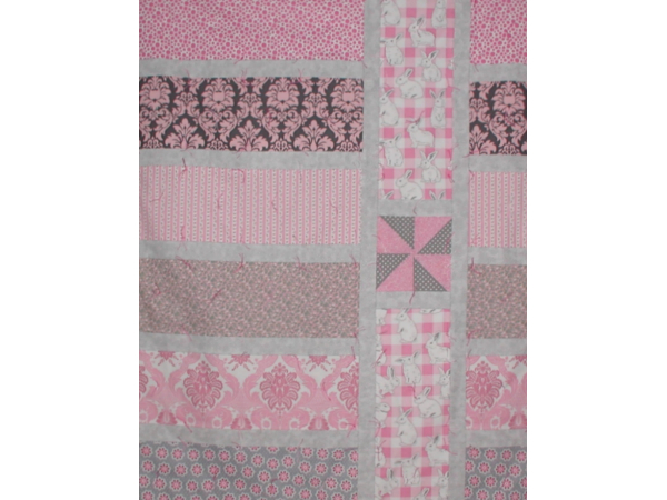 Pink And Gray Quilt For Baby Girls
